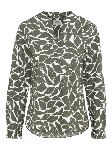 Camel Active Schlupfbluse mit floralem Allover-Print in Grün-Weiß