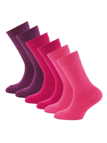 ewers 6er-Set Socken Uni in pink - lila