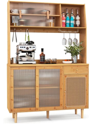 COSTWAY Buffetschrank Bambus in Hellbraun