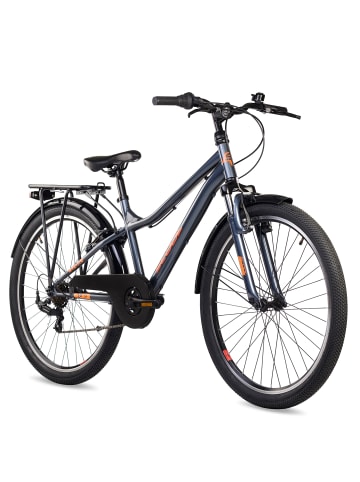 S'COOL Kinderfahrrad - troX 26 Zoll 6-Gang | ab 10 Jahre - Dark Grey/Aqua