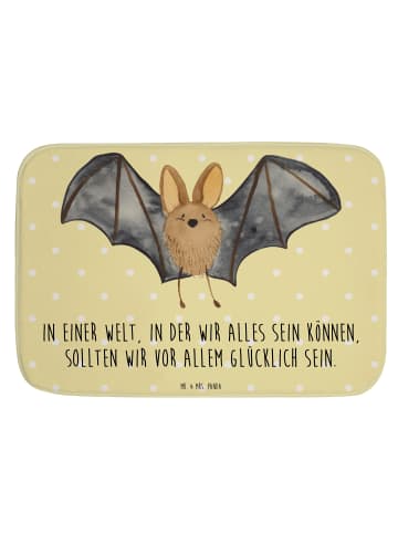 Mr. & Mrs. Panda Badteppich Fledermaus Flügel mit Spruch in Gelb Pastell