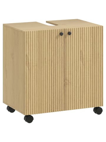 HOMCOM Waschbeckenunterschrank-60L x 39,8B x 62H cm-Naturholz