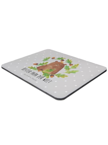 Mr. & Mrs. Panda Mousepad Bär König mit Spruch in Grau Pastell