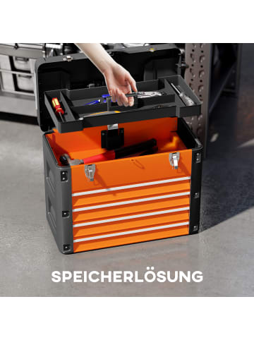 HOMCOM Werkzeugkiste-49,7L x 25,3B x 28,9H cm-Orange