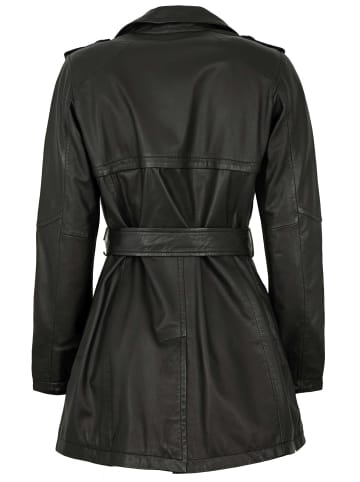 JILANI Leder-Trenchcoat Lammnappa in Schwarz