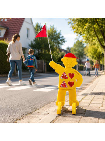 relaxdays Warnfigur Kinder in Gelb - (B)52 x (H)84 x (T)46 cm