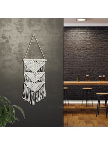 relaxdays 2 x Makramee Wandbehang in Creme - (B)25,5 x (H)70 cm