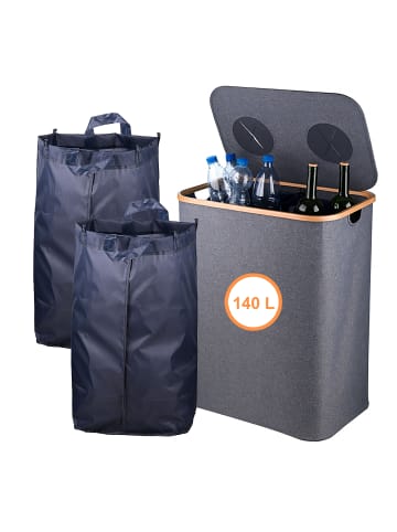 relaxdays Pfandflaschen-Sammelbehälter in Grau - 140 Liter