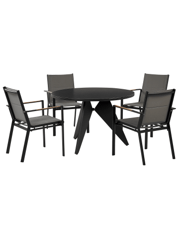 Beliani 5-tlg Gartentisch Set OLMETTO/BUSSETO in Schwarz/Grau/Braun