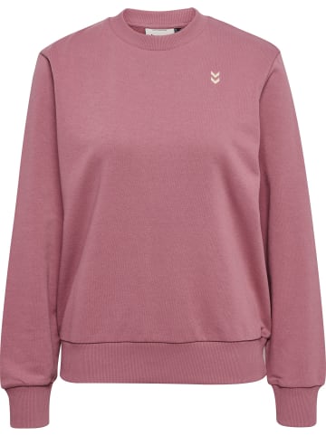 Hummel Sweatshirt mit Stickerei und Rundhals in Taupe Rosé