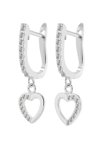 Adeliás Damen Creolen Herz aus 925 Silber mit Zirkonia in silber