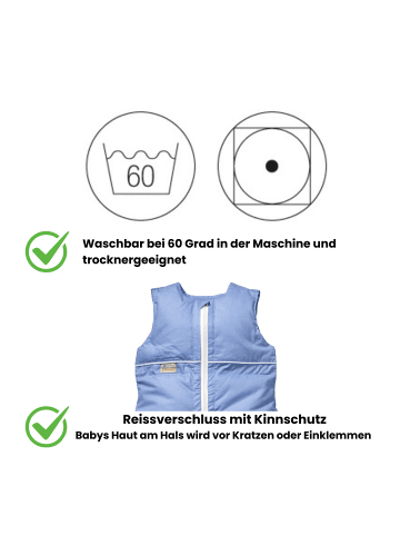 Kinderhaus Blaubär ARO Artländer Daunenschlafsack TOP in Azur Uni