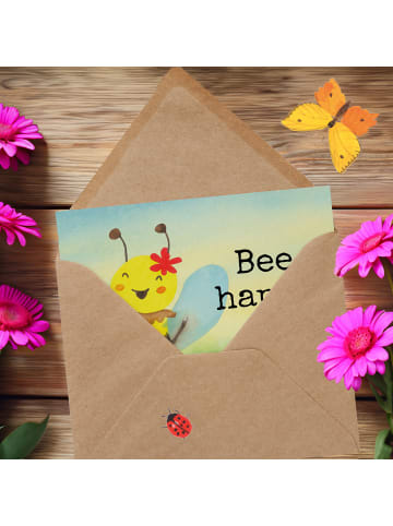 Mr. & Mrs. Panda Glückwunschkarte Biene Happy Design mit Spruch in Weiß