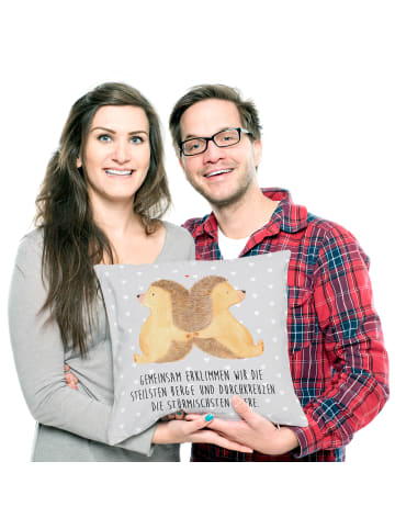 Mr. & Mrs. Panda kuschelkissen 40x40 Igel händchenhaltend mit Sp... in Grau Pastell