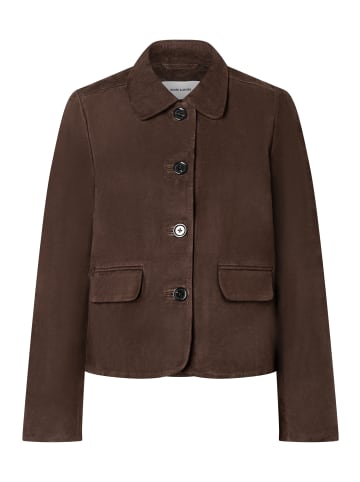 More & More kurze Velourslederjacke in espresso brown