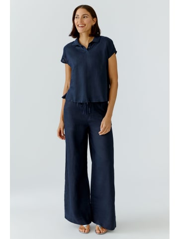 Oui Leinen Patch Bluse in darkblue