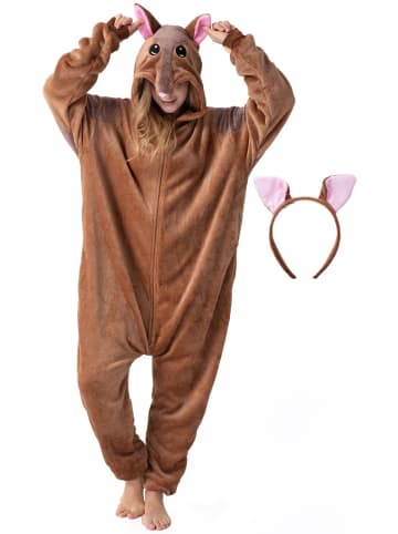 Corimori Corimori Gürteltier-Kostüm Armadillo Onesie für Erwachsene Gürteltierkostüm Damen Herren in Braun