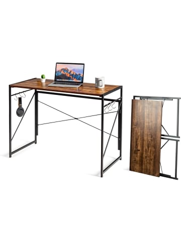 COSTWAY Schreibtisch klappbar 100x50x75cm in Hellbraun