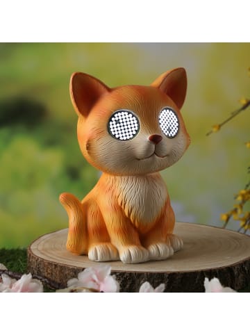 MARELIDA LED Solar Katze mit blizelnden rollenden Augen Tierfigur H: 22,5cm