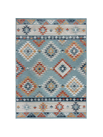 KADIMA DESIGN Outdoor Teppich Boho Orientalisch, Terrasse schmutzabweisend in Blau