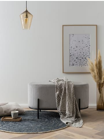 SalesFever Polsterhocker modern 80 cm mit Metallgestell und Cord-Optik in Hellgrau