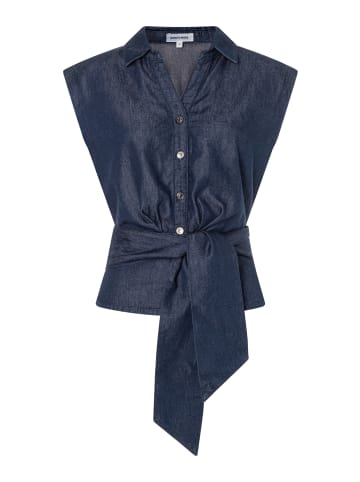 More & More trendy Denimbluse, Schleife in dark denim