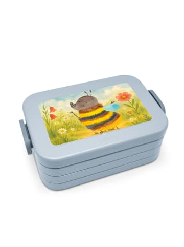 Mr. & Mrs. Panda Brotbüchse Hummel flauschig Design ohne Spruch in Blau Pastell