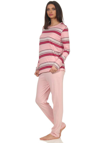 NORMANN Pyjama langarm Blockstreifen - 53501 in beere