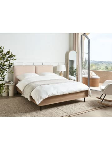 Beliani Doppelbett LIMANTON in Beige/Schwarz/Braun - (W) 161 x (H) 118 x (L) 215 cm