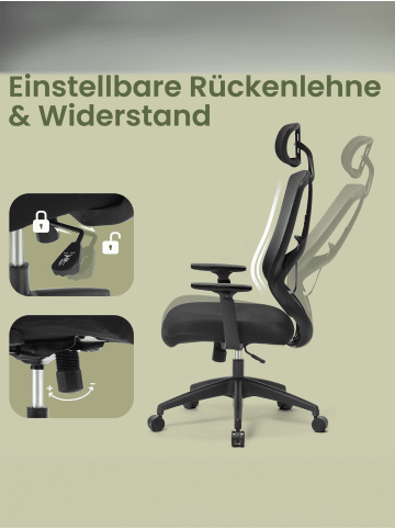 SONGMICS Bürostuhl Kime in Schwarz - (B)69 x (H)133 x (T)67.5 cm