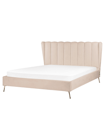 Beliani Doppelbett MIRIBEL in Beige/Gold - (W) 187 x (H) 112 x (L) 218 cm