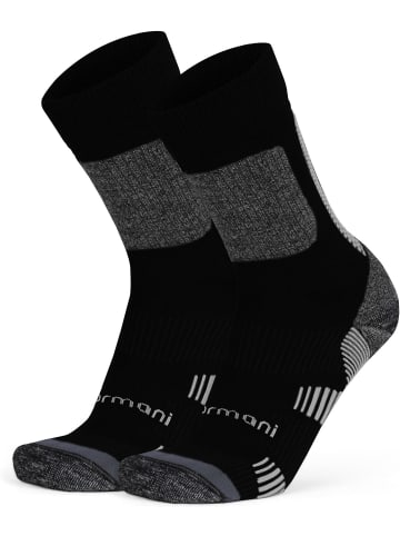 normani 2 Merino Trekking Socken mit Frotteesohle in Schwarz