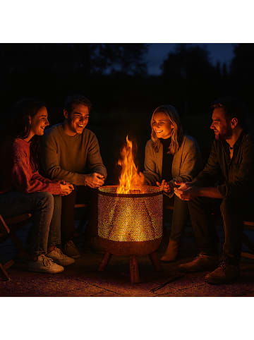 relaxdays Feuerkorb in Braun - (H)53 x Ø 44 cm