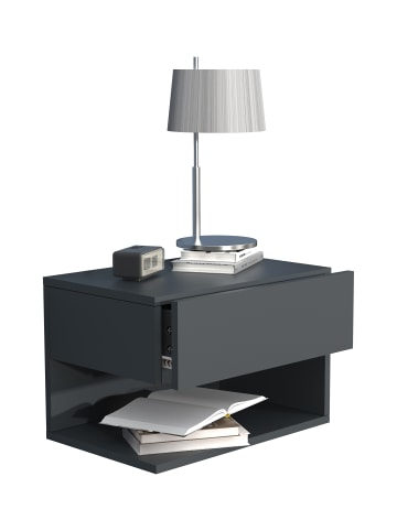 VCM  Wandschublade Wand Hänge Nachttisch Usal XL 45cm in Anthrazit