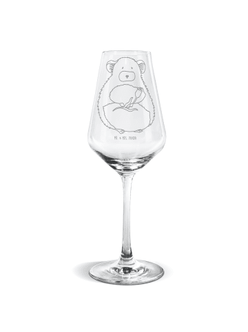 Mr. & Mrs. Panda Weißweinglas Chinchilla Blume ohne Spruch in Transparent