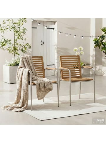 home24 Stapelstuhl Softline 2er-Set in Teak