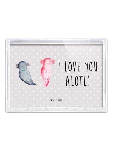 Mr. & Mrs. Panda Fotohalter Axolotl Liebe mit Spruch in Grau Pastell