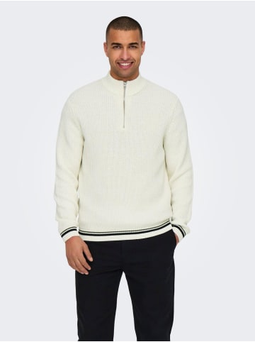 Only&Sons Strickpullover Stehkragen Regular Fit Langarm in Weiß