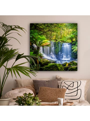 MuchoWow Leinwand Bilder Dschungel Wasserfall
