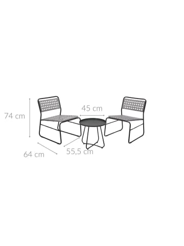 Ambiance Gartenmöbelset aus Metall, RATTAN in Grau, (B) 64 x (H) 74 x (L) 55,5 cm
