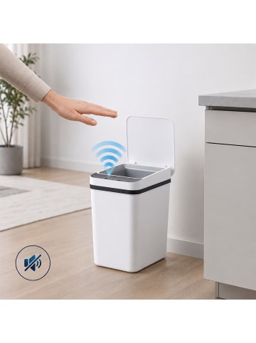 relaxdays Mülleimer mit Sensor in Weiß - 9 Liter