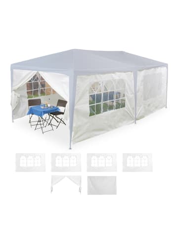 relaxdays 6 x Pavillon-Seitenteile in Weiß - (B)3 m x (H)2 m