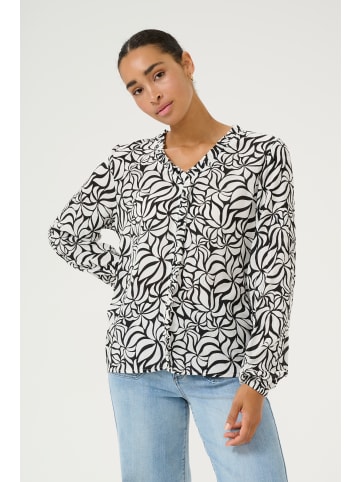 Kaffe Langarm-Bluse KAellen in Black/White Leaf Print