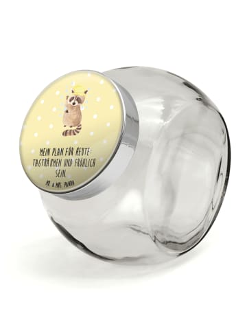 Mr. & Mrs. Panda keksdose glas Waschbär mit Spruch in Gelb Pastell