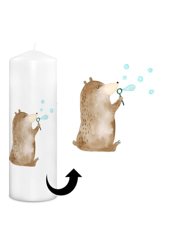 Mr. & Mrs. Panda Kerze Bär Seifenblasen ohne Spruch in Weiß