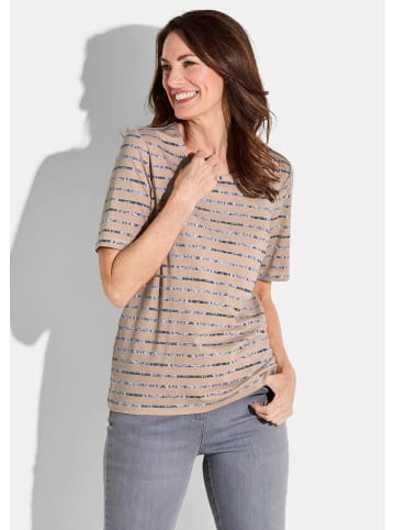 GOLDNER Kurzgröße:  Shirt Shirt in beige / grau / gestreift