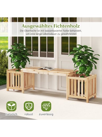 COSTWAY Gartenbank mit Pflanzkasten in Hellbraun
