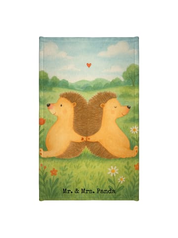Mr. & Mrs. Panda Gästetuch Igel händchenhaltend Design ohne Spruch in Weiß