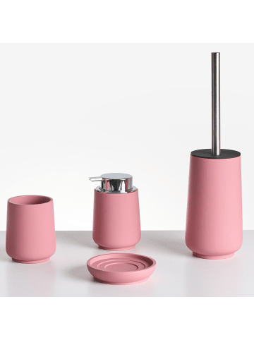 Beliani 4-tlg Badezimmer-Zubehör SUCHES in Rosa/Silber