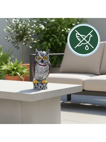 relaxdays Vogelabwehr Eule in Braun/ Weiß - (B)17 x (H)34 x (T)16 cm